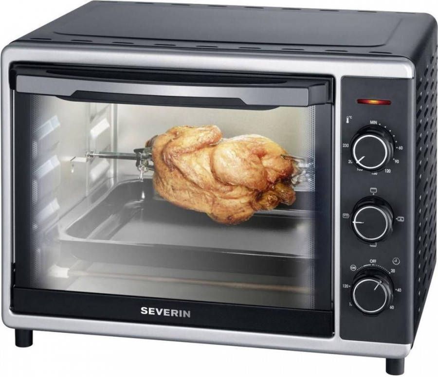 Severin Mini oven TO 2056 Luchtcirculatiefunctie, boven en onderwarmte afzonderlijk of gecombineerd schakelbaar, 120 min. timer
