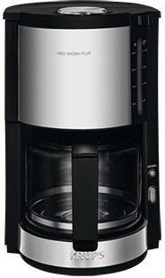 Krups Filterkoffieapparaat ProAroma Plus KM321, 1, 25 l, 1, 25l koffiepot, papieren filter 1x4, met aromaschakelaar, 1100 w, zwart met applicaties van edelstaal