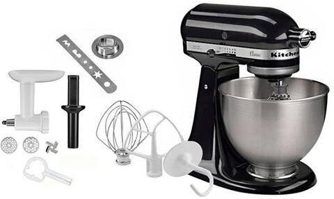 KitchenAid Keukenmachine 5K45SSEOB ONYX BLACK inclusief extra accessoires ter waarde van ca. kleur onyx zwart