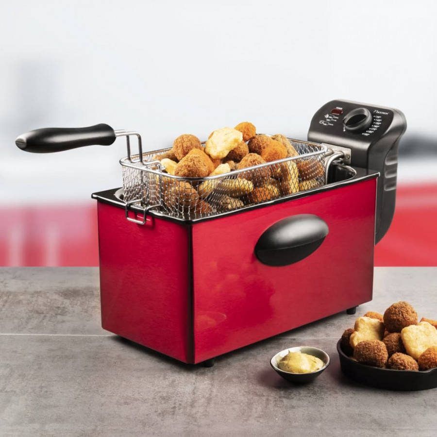 Bestron Friteuse met koude zone AF357R 2000 W 3, 5 L rood