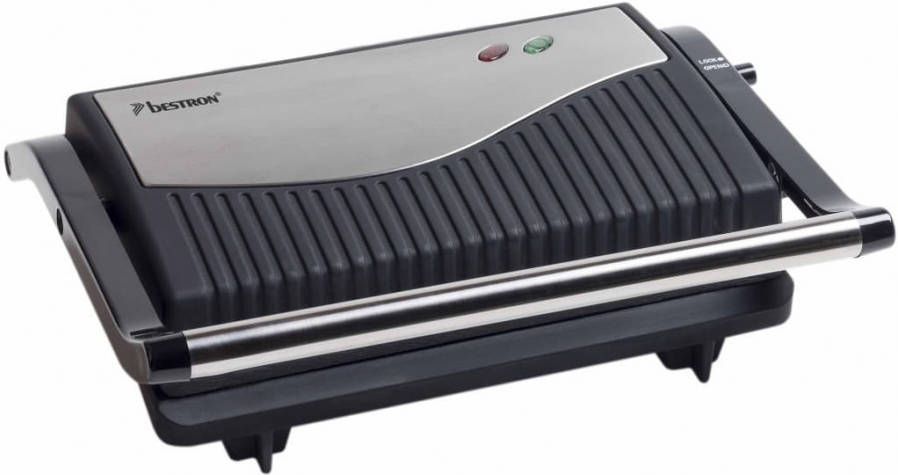 Bestron Panini grill 750 W zilver en zwart roestvrij staal APG150