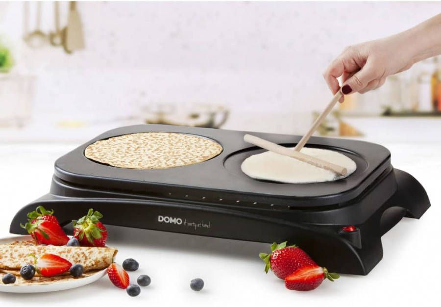 Domo Cr&#xEA, pe en pannenkoekenmaker dubbel DO8715P 1000 W zwart